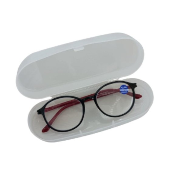 Unisex Round Reading Retro Glasses Anti-Blue Lightweight +2.50 Bicolor - Picture 3 of 5